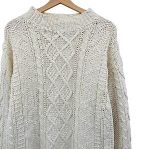 Marsh landing vintage cotton silk cable knit mock neck sweater
